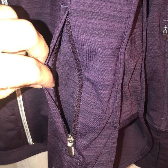 ATHLETA M Purple Heathered Full Zip Athletic Hooded Jacket with Pockets - Picture 8 of 13